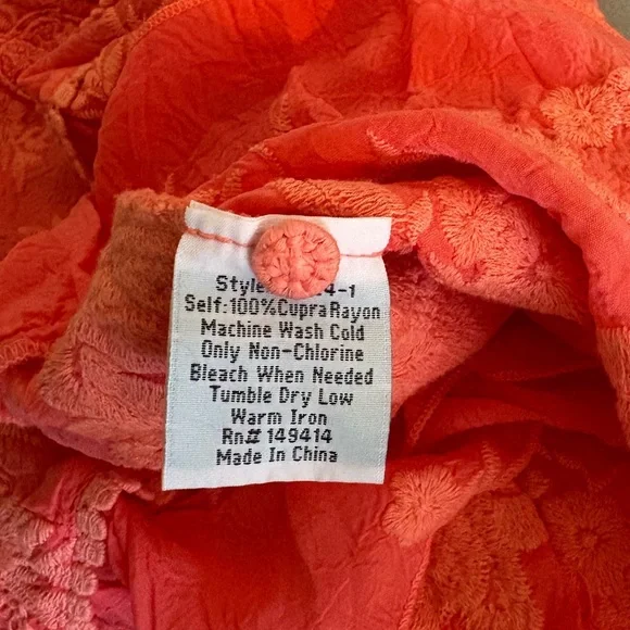 Johnny Was Serene Rider Tangerine Colored Embroidered Blouse Small - Picture 7 of 8